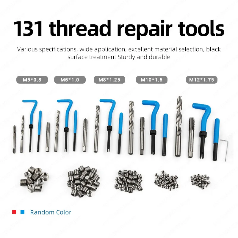 304 Wire Repair Kit Tool with High Speed Steel Drill Tap Set Manual Power Supply M5 M6 M8 M10 M12 Internal Screw Hole