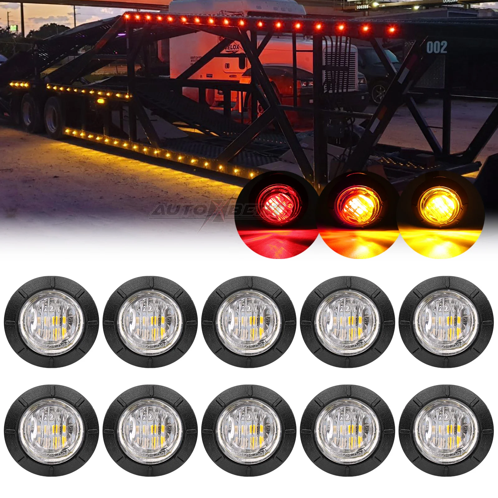 

Круглые боковые маркеры, 10x3/4 дюйма, фонарь заднего хода, тормозной сигнал, указатель поворота, пуля, 12 В, 24 В, индикатор, лампа для прицепа, грузовика, RV