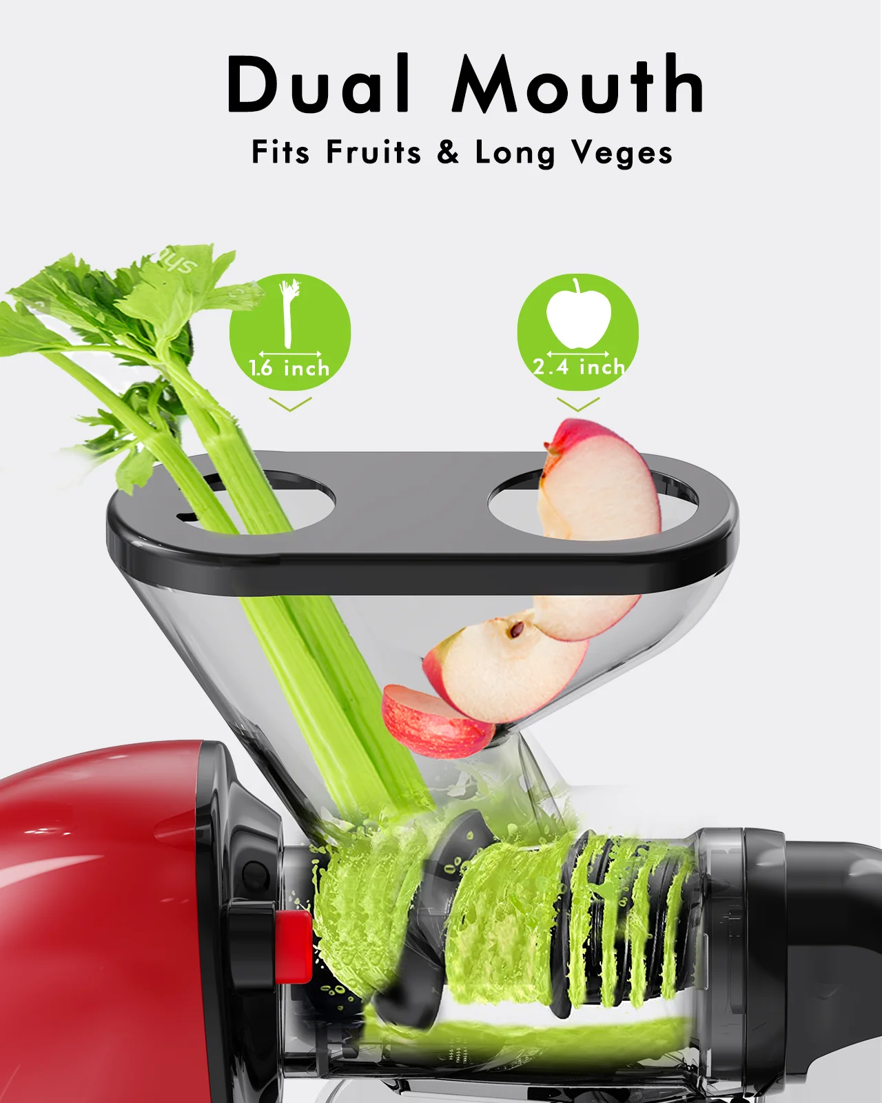 SiFENE Juicer Machine, Compact Cold Press, Slow Masticator Vegetables and Fruits Juice Extractor, Easy to Clean, BPA Free, Red