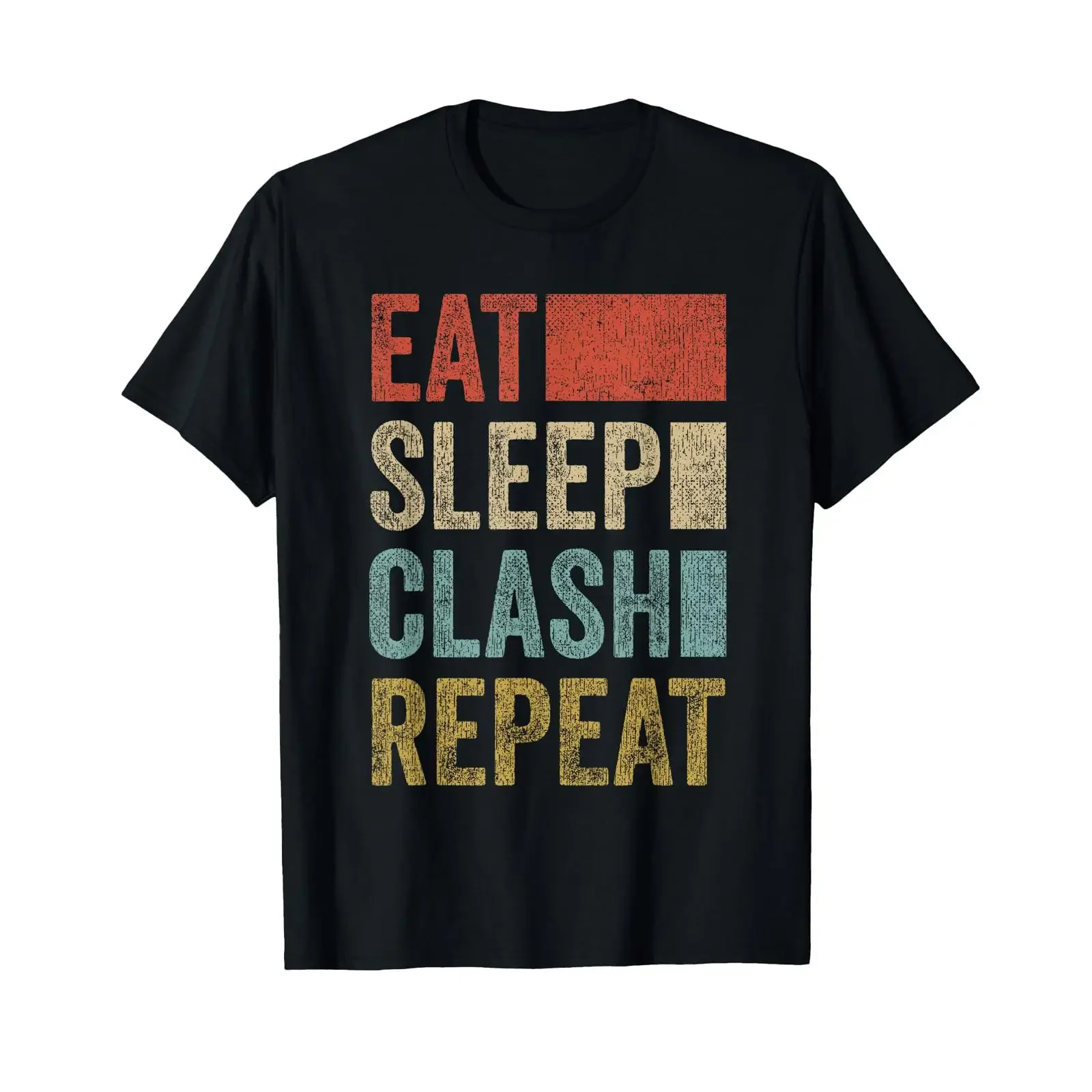 Gaming Clan Eat Sleep Clash Repeat Retro T Shirt vintage Washed homme Comfortable fashion Casual Soft designer clothes Unisex