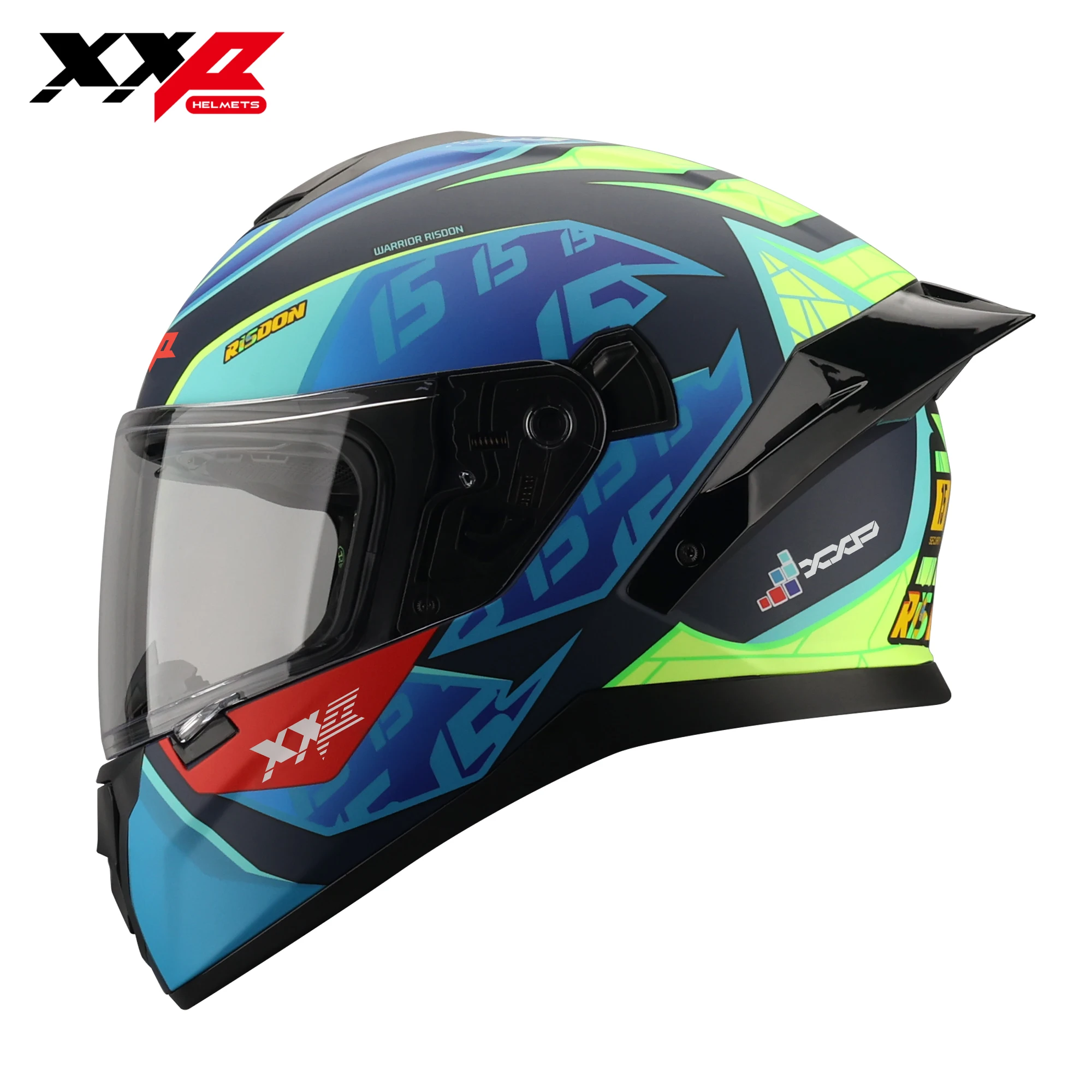 Motocross Helmets Dot Certified Xxp Warrior Matt Full Face Motorcycle Helmet with Double Visors Quick Release Buckle Big Spoiler