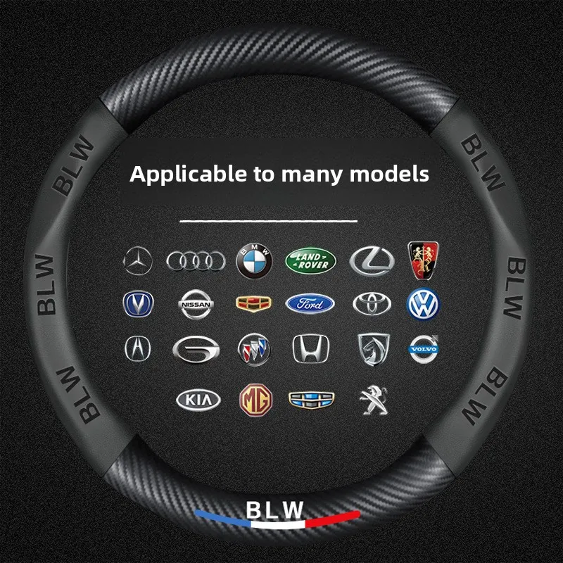 3D Embossed Carbon Fiber Car Steering Wheel Cover Universal Auto Accessories Non Slip Breathable Sporty Grip