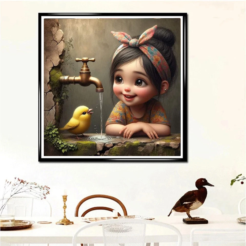 DIY 5D Beautiful Girl Cartoon 2024 New Hand Diamond Painting Embroidery Baby Cross Stitch Mosaic Home Decor Gift