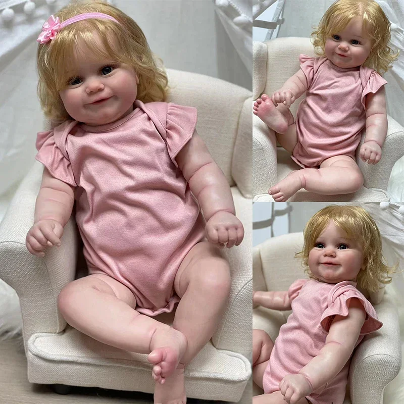 Maddie-Soft Touch Butter for Collecemballages, Cute Reborn Butter with Rooted Blonde Hair, Lifelike, Handmade, Popméthanol, High Quality, 45cm, 60cm