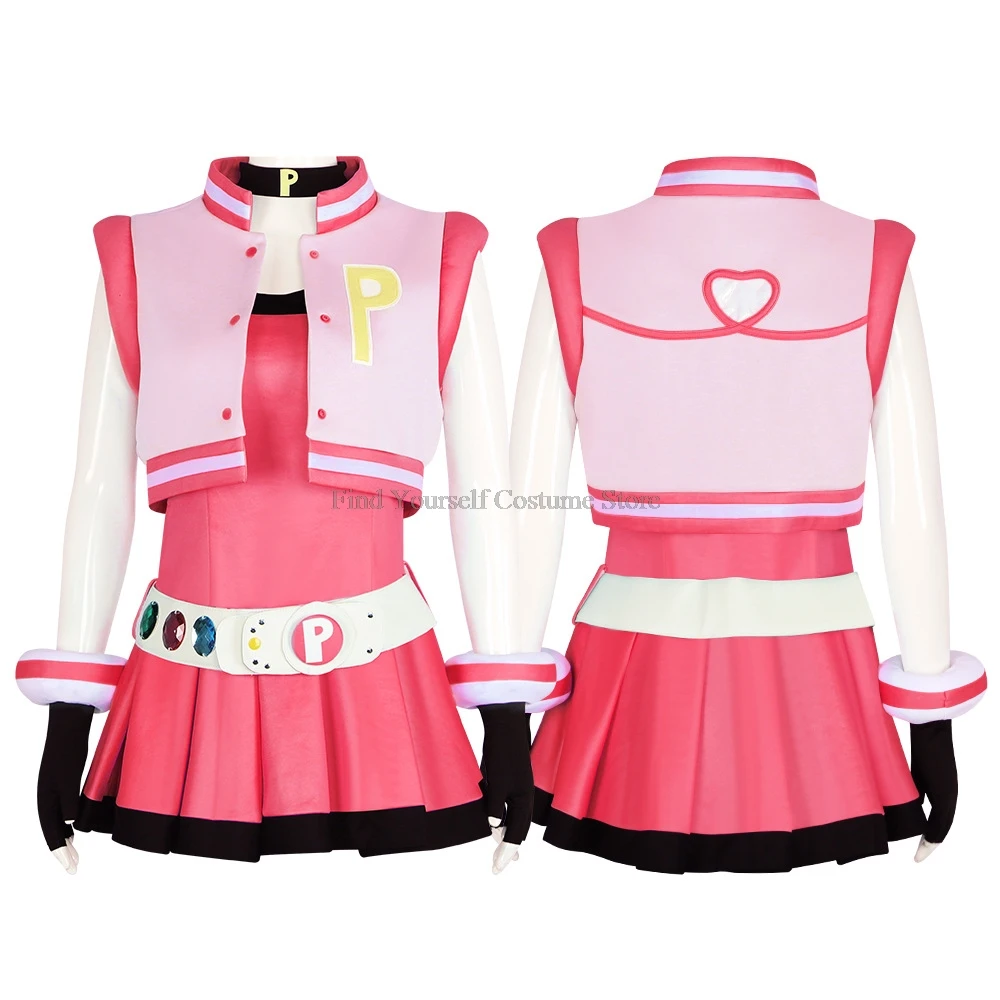 Powerpuff Cosplay Costume Dress Set para meninas, flor, Buttercup, Bubbles, Halloween, vestido extravagante com cinto