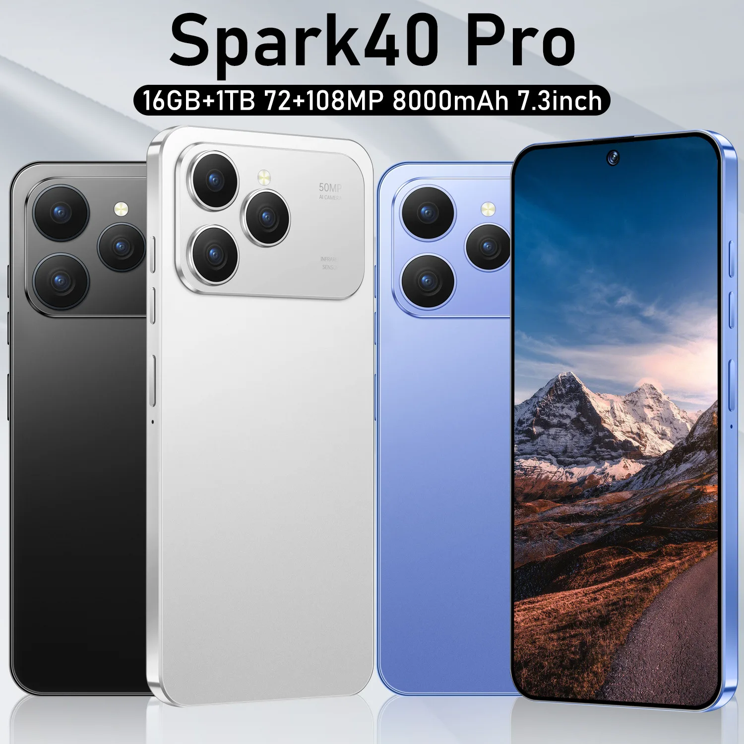 HOT SELL Spark40 Pro Plus 7.3" HD Deca Core Android LTE Smartphone 16GB+ 1TB ROM