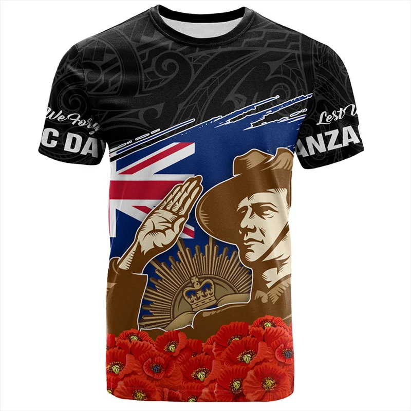 3D Print New Zealand Maori Aotearoa Silver Fern Symbols Tattoo T Shirt For Men NZ Waitangi Day Graphic T-shirts Tees Top Clothes