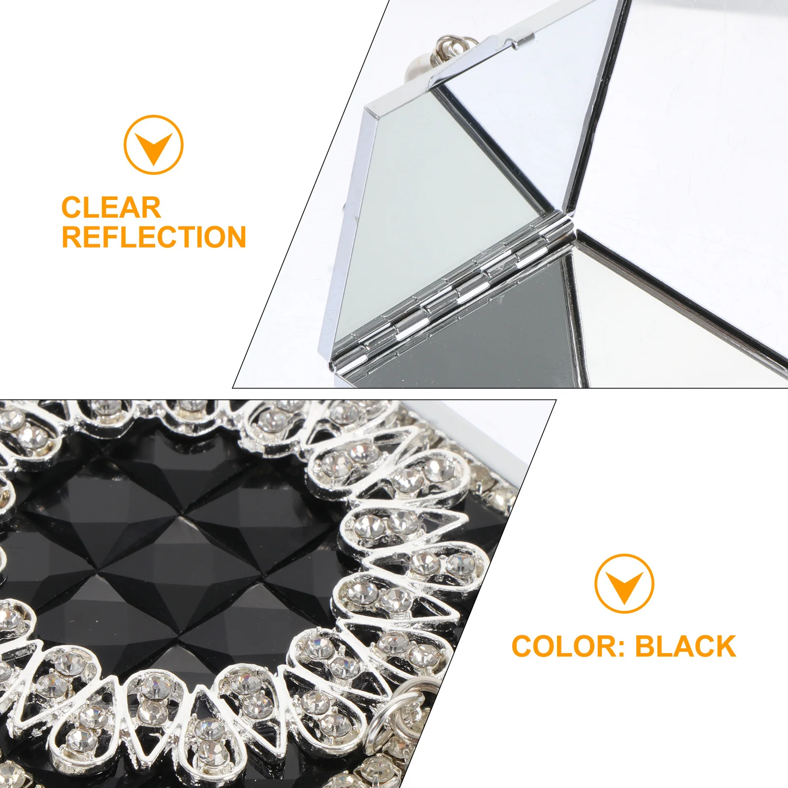 Perlenanhänger, kompakter, zusammenklappbarer Make-up-Spiegel, tragbarer doppelseitiger Taschenspiegel, Reisekosmetik-Werkzeug, weibliches Geschenk