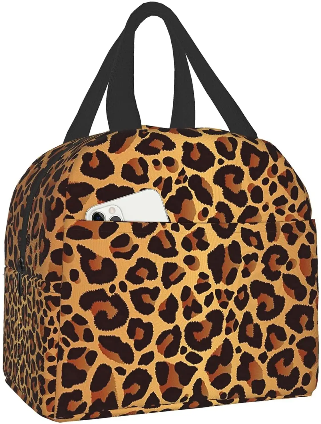 Borsa da pranzo stampata leopardata per donna uomo bambini Lunch box borsa morbida isolata Mini borsa termica termica per lavoro in ufficio spiaggia