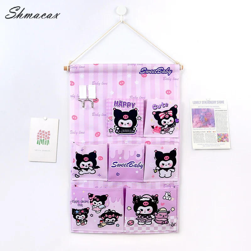 Sanurgente-Sac de rangement mural Hello Kitty, sac multi-compartiments, sac divers Kawaii Kuromi Cinnamoroll