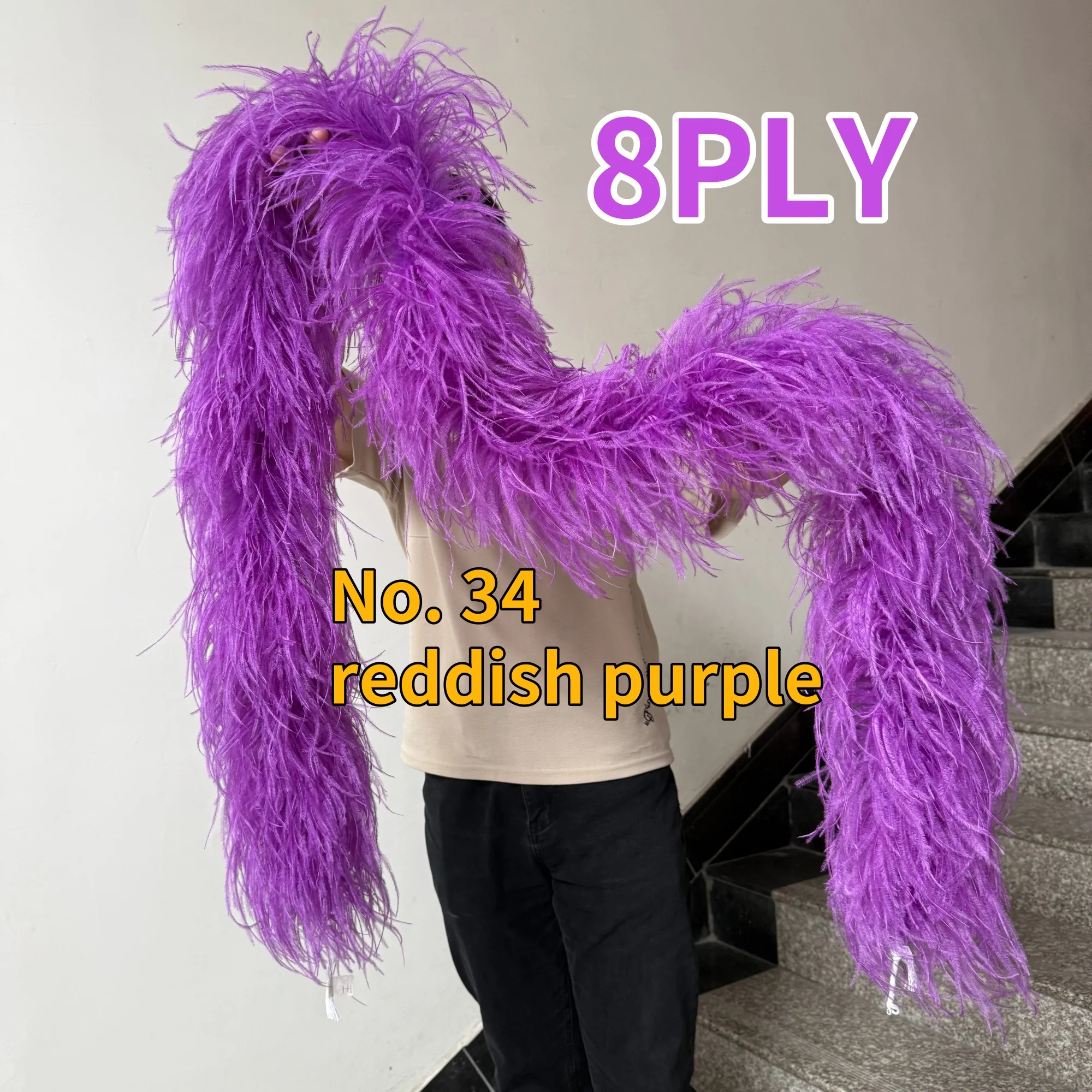 

2Meters Natural Ostrich Feather Boa Trim 2-8ply Pink Fluffy Scarf Shawl for Wedding Costume Party Carnival Sewing Decoration