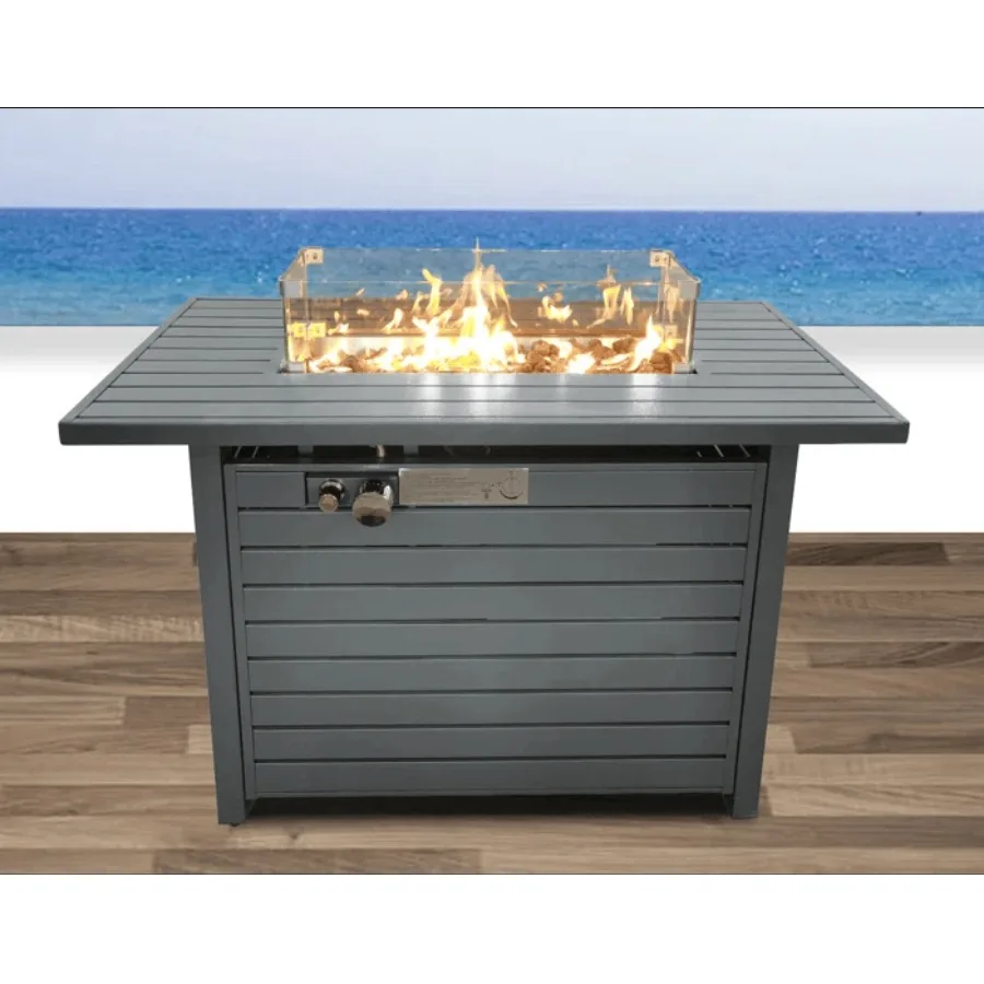 

42 W x 25 H Steel Propane Fire Pit Table with Lid
