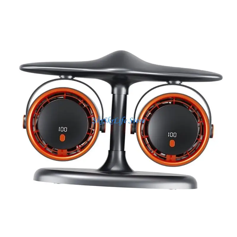 E65E Plane Shaped Double Head Electric Cooling Fan Portable ABS Material Quiet Operation Type C Charging For Desktop Use