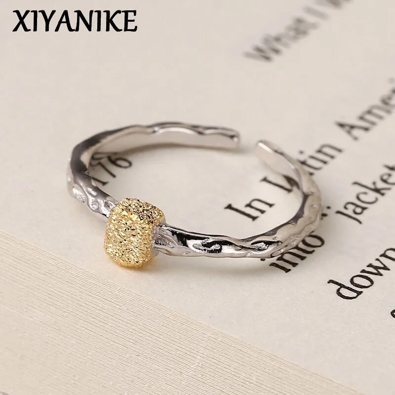 XIYANIKE Irregular Texture Frosted Cuff Finger Rings For Women Girl Korean Fashion New Jewelry Friend Gift Party кольцо ж