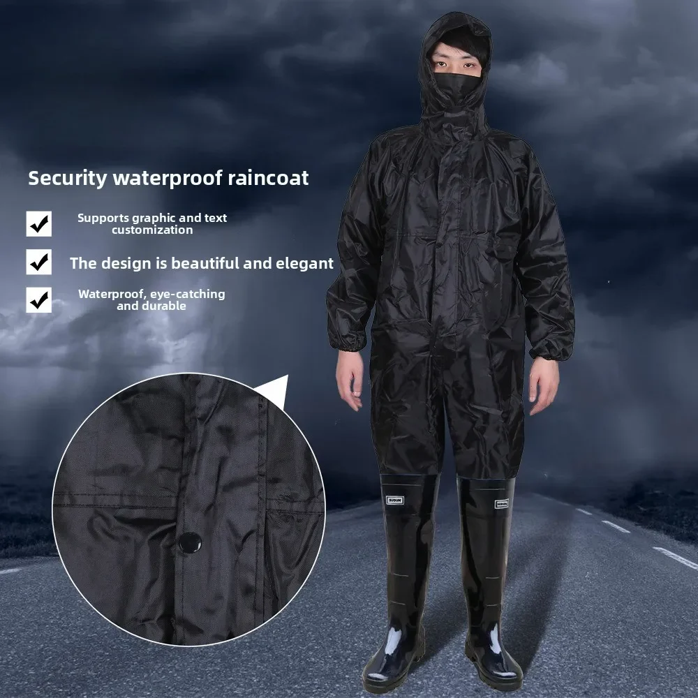 DurableSecurity Duty Split Reflective Raincoat Rain Pants Long Poncho Outdoor Fishing Patrol Waterproof Clothes