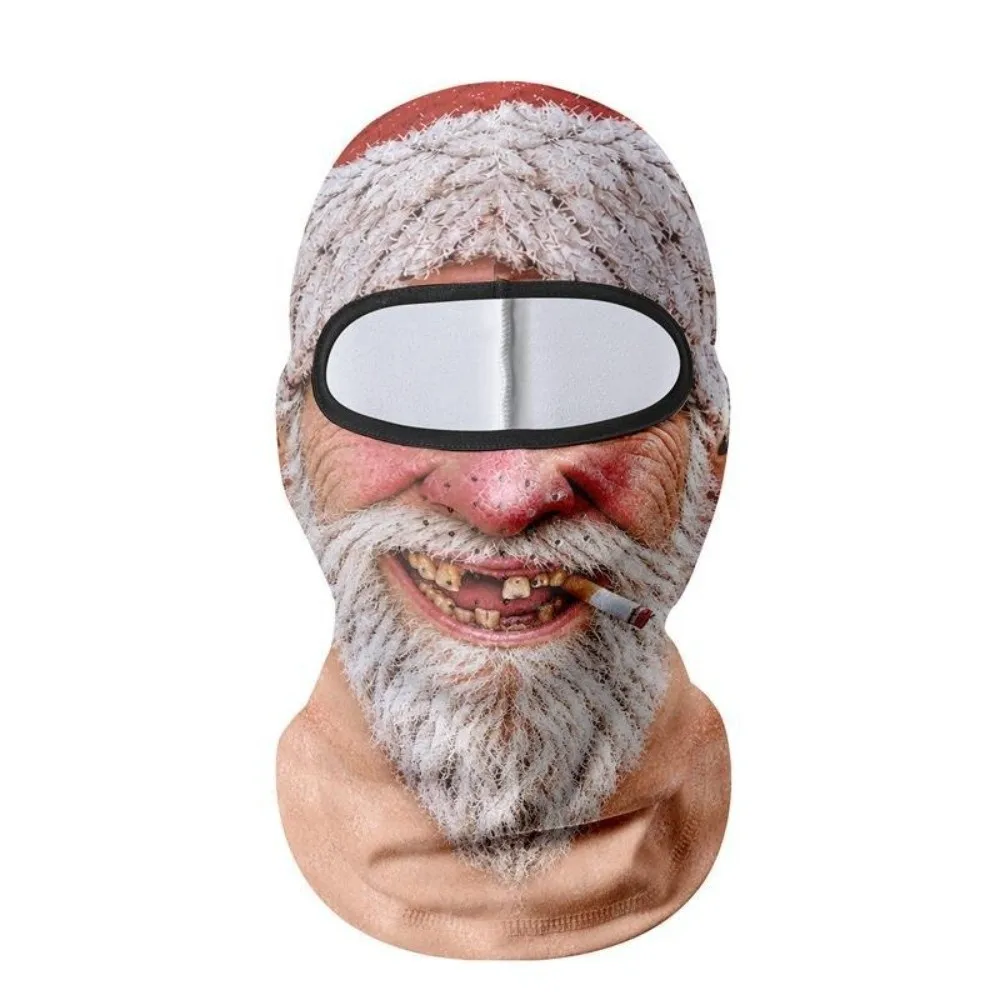 3D Printed Funny Face Balaclava 3D Face with Cigar 3D Print Ski Mask Universal Scarf Elastic Mask Cover Headwear Outdoor Sports