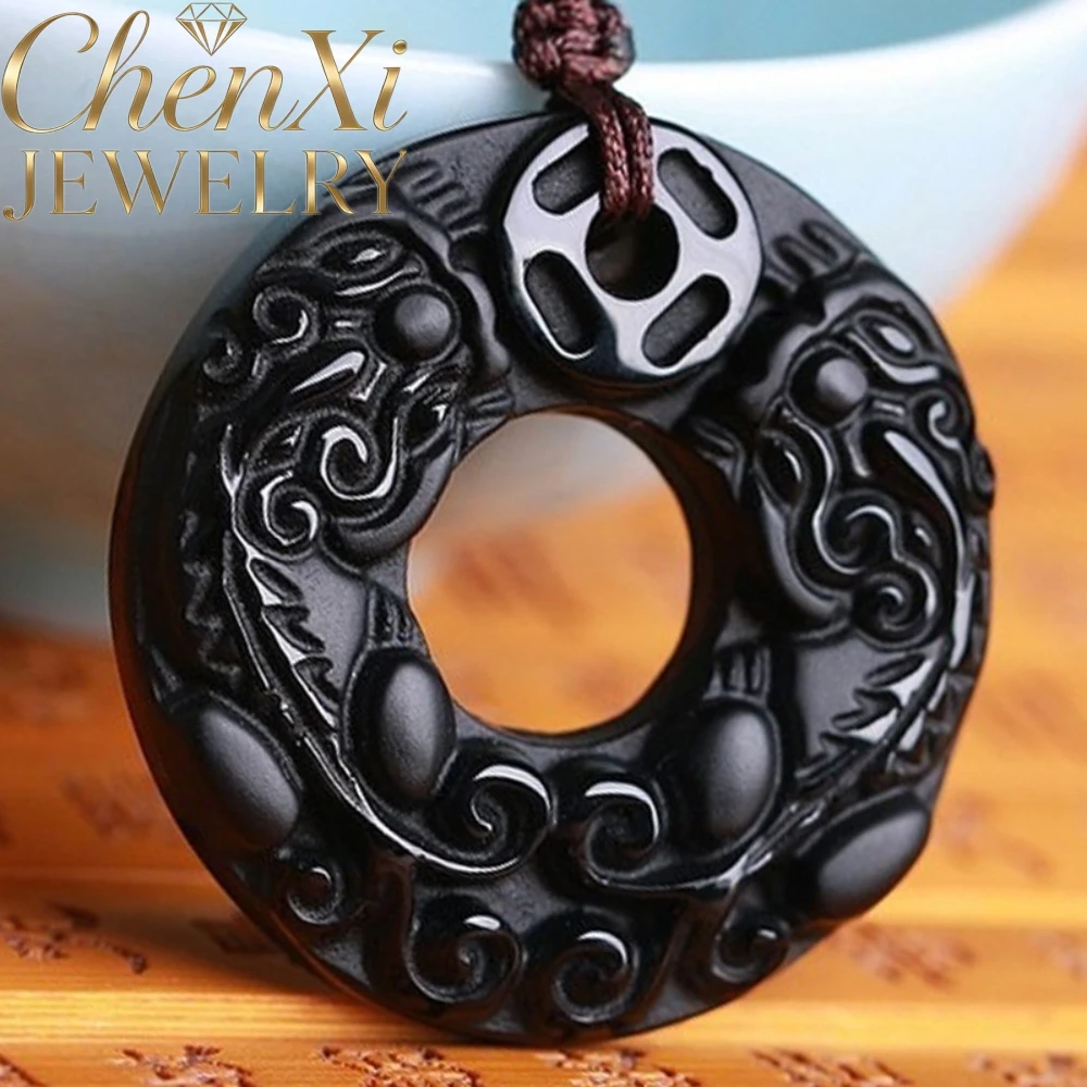 High-End Obsidian Zhong-Kui Fox Elephant Buddha Tai Chi Bagua Dragon And Phoenix Brand Pendant Exquisite Elegant Popular Gift