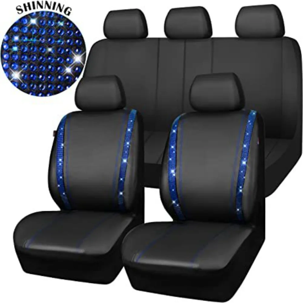 

Universal Diamond-Pattern Car Seat Covers: Mexican PU Leather with Rhinestone Accents in Black