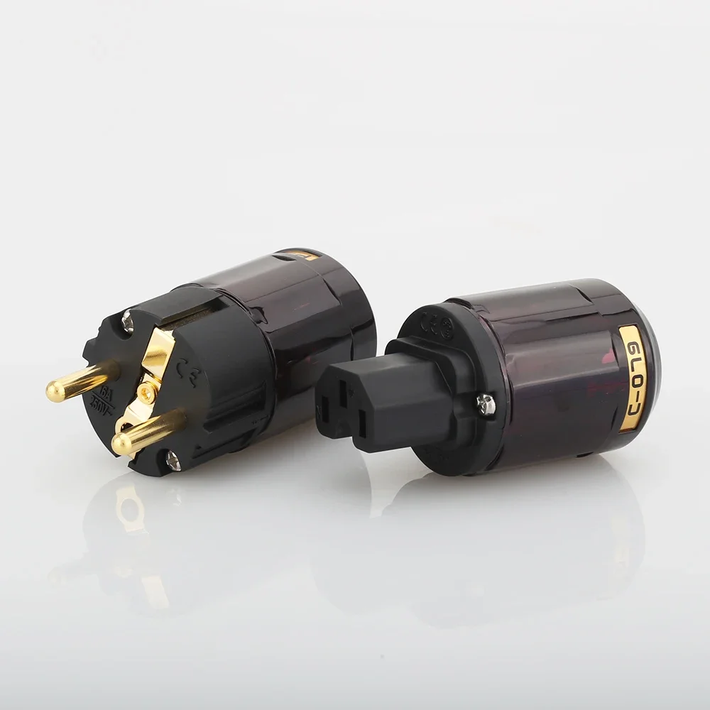 Hi End Pair P-079E 24k Gold-Plated EU Power Plug & C-079 IEC Connector Hifi Electrical connector plug