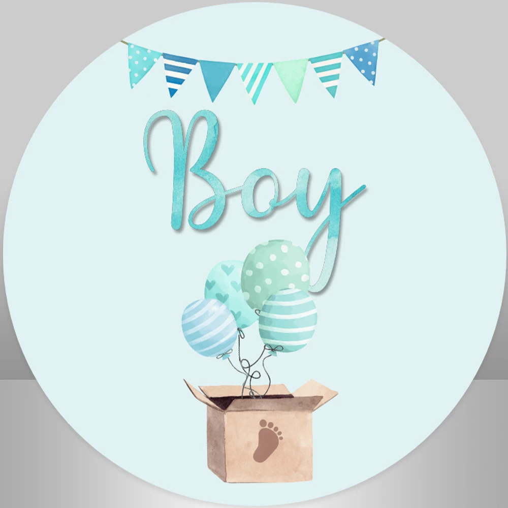 

Newborn Baby Boy Photography Background Blue them First Birthday Party Decoration Supplies Cake Table Round Backdrops