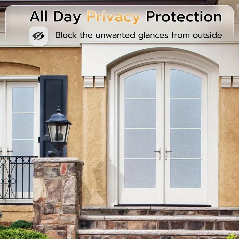 1 Roll Frosted Privacy Window Film Static Cling No Glue Heat Control Translucent Removable for Bathroom Glass Door Mirror Shower