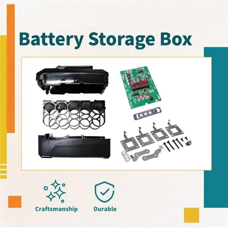 AS94-10Core Battery Storage Box Case For 18650 Power Tools Charging Board Nickel Strips Set Replacement Parts