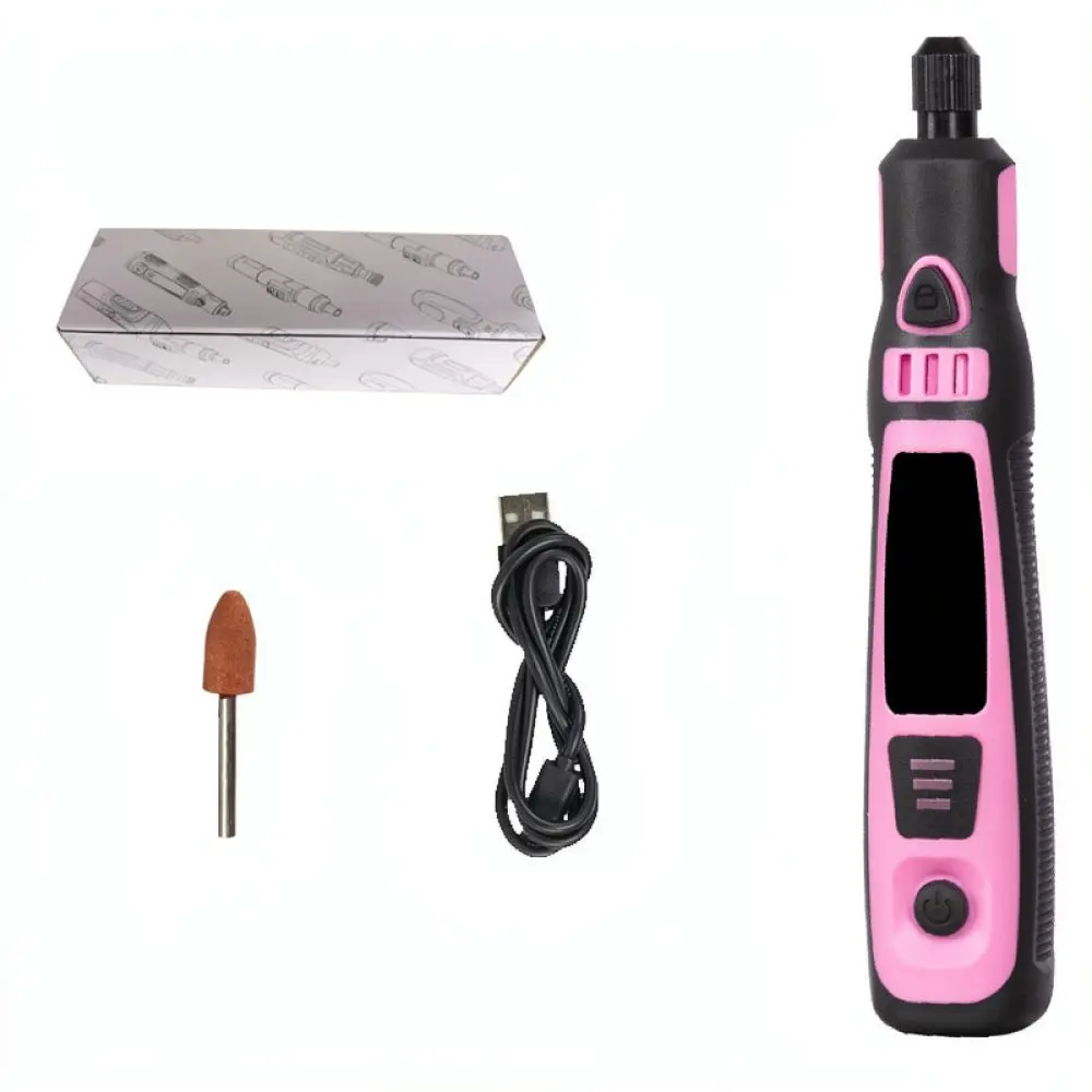 Compact Electric Grinding Pen Pink Portable Rotary Tool For Precision Nail Care And Small Craft Project Surface Finishing