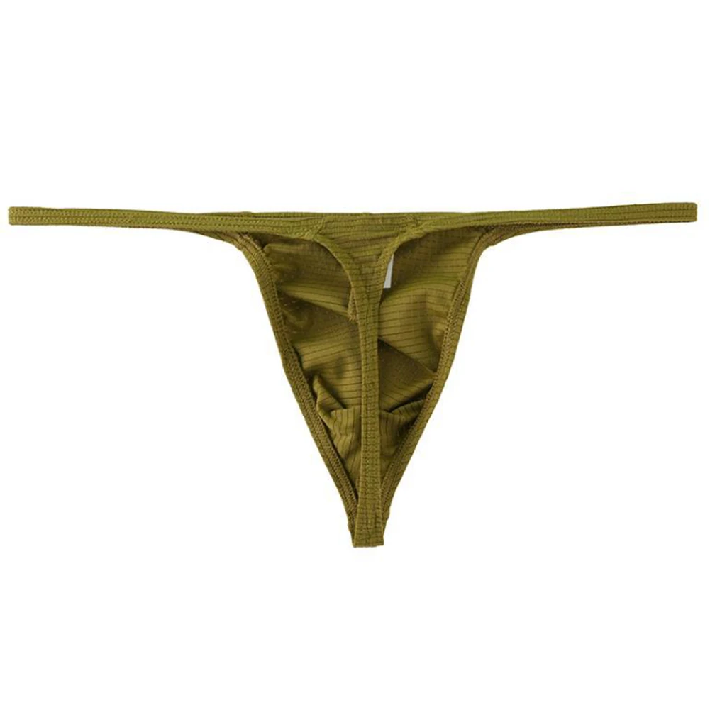 

Темно-зеленые мужские стринги-танга с U-образным выпуклым кармашком, низкой посадкой и тонким поясом, повседневные спортивные трусы-брифы