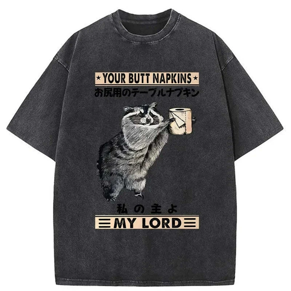 

SOVOB Your Butt Napkins My Lord Washed Футболка Homme Мужская одежда с коротким рукавом и круглым вырезом Пуловер с принтом Футболка 25538