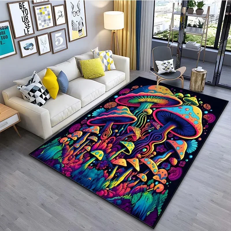 

Fantasy Forest Mushroom Pattern Area Rug for Living Room Bedroom Bedside Non-Slip Floor Mat Nature-Inspired Home Decor