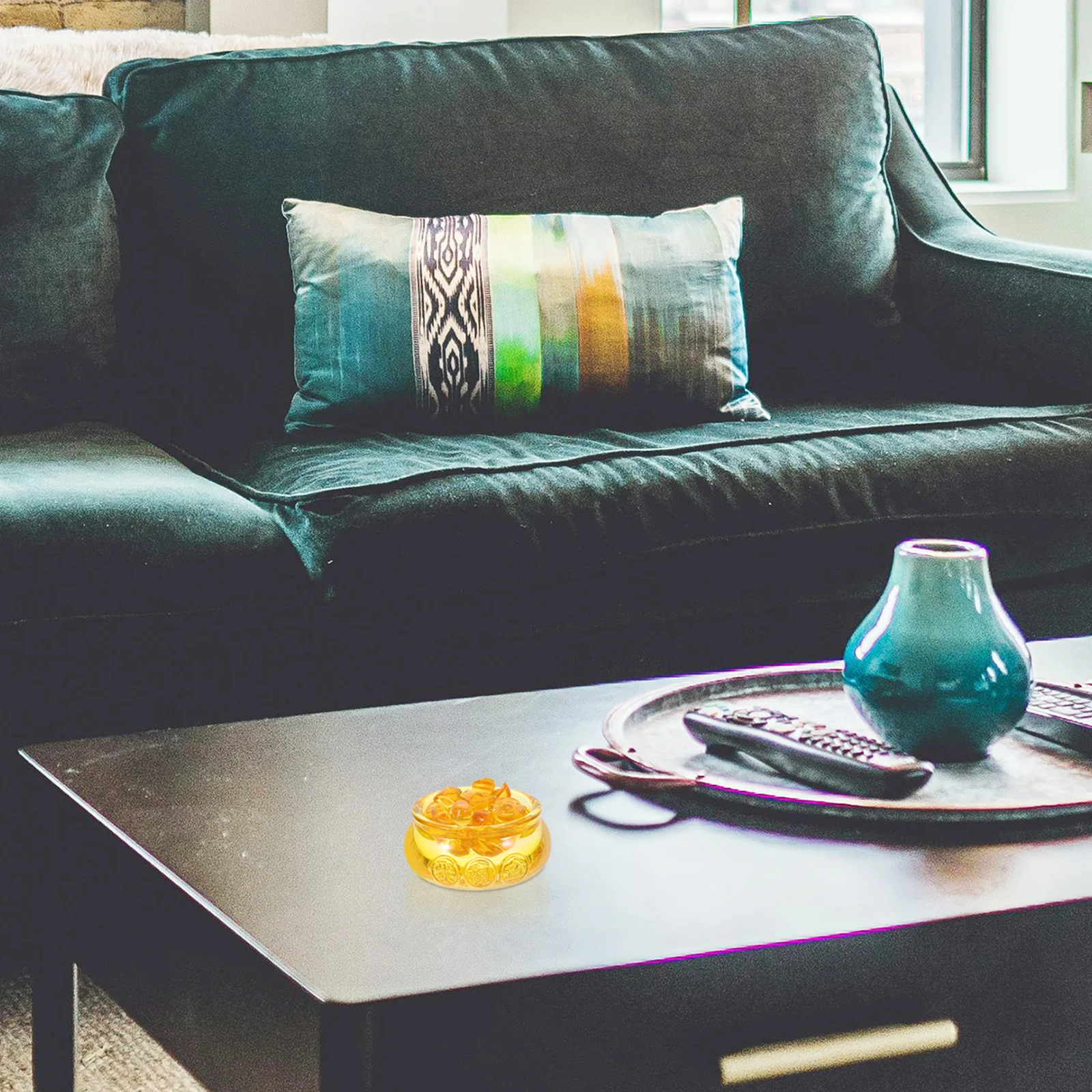 

1Set Small Treasure Basin Desk Cornucopia Crystal Ingot Ornament Wealth Bowl Home Decorative Gift Prosperity Cornucopia Ornament