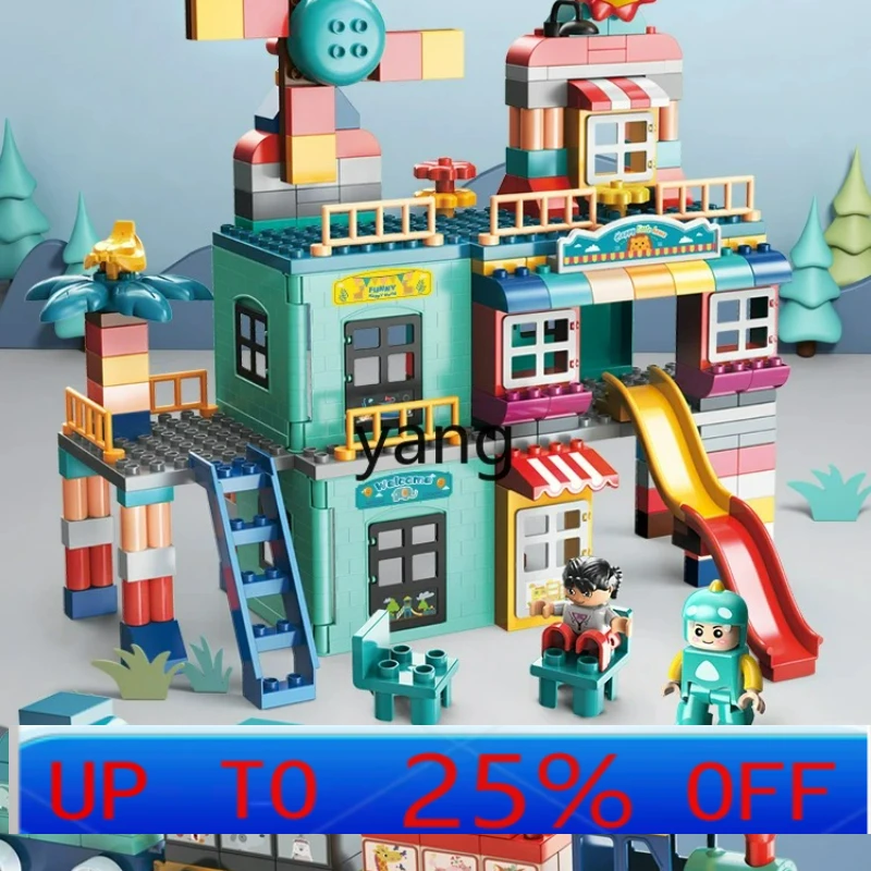 

CX Children's Large Particle Puzzle Assembled Building Blocks Electric Track Slide Small Train Toy