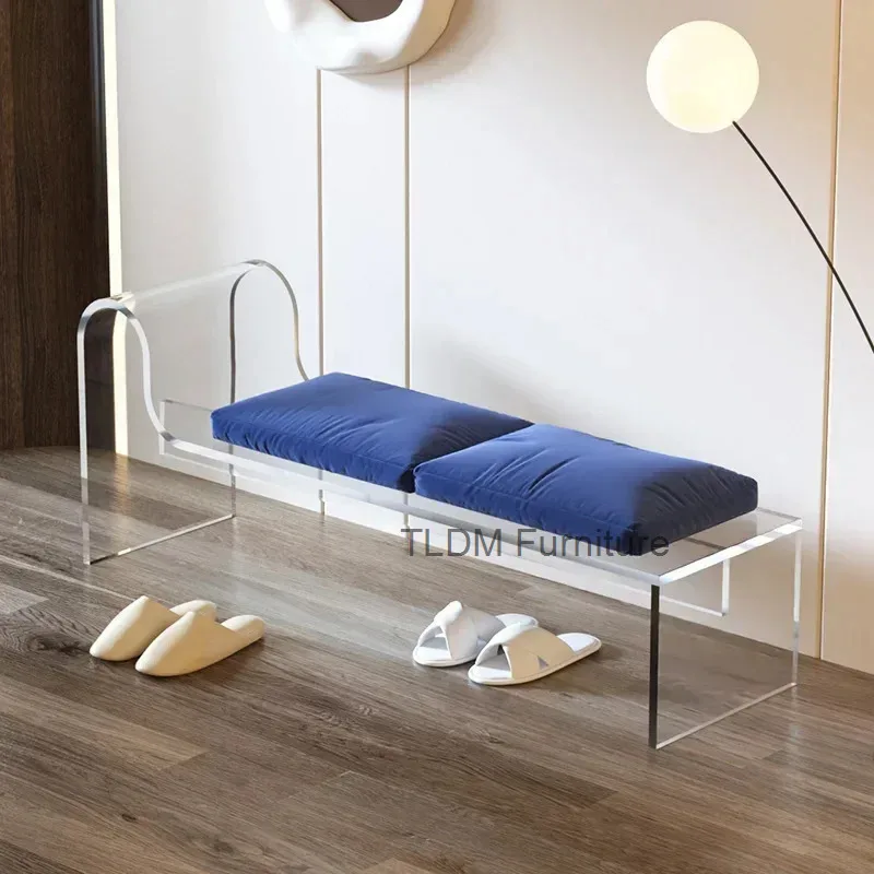 Transparent Bedroom Acrylic Changing Furniture Doorstep Bench Shoe Stool Stools Nordic Cloakroom Home Minimalist Makeup Chair