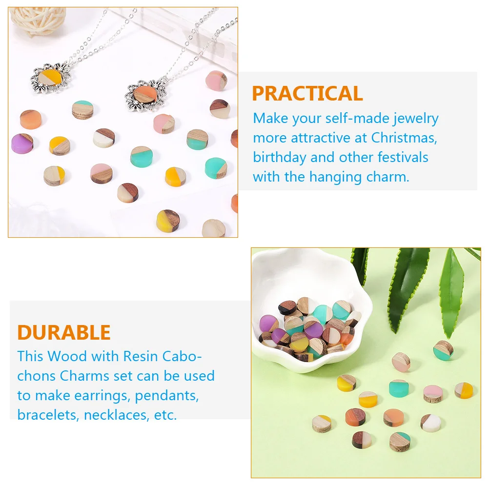 

50 Pcs Charms Wooden Patch Accessories Necklace Jewelry Crafting Findings Vintage Supplies