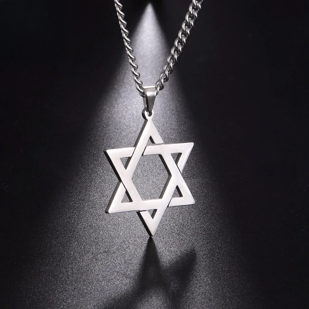 Stainless Steel Star of David Pendant Necklace For Men Hexagram David Star Jewelry, Vintage Box Chain Religious Jewis