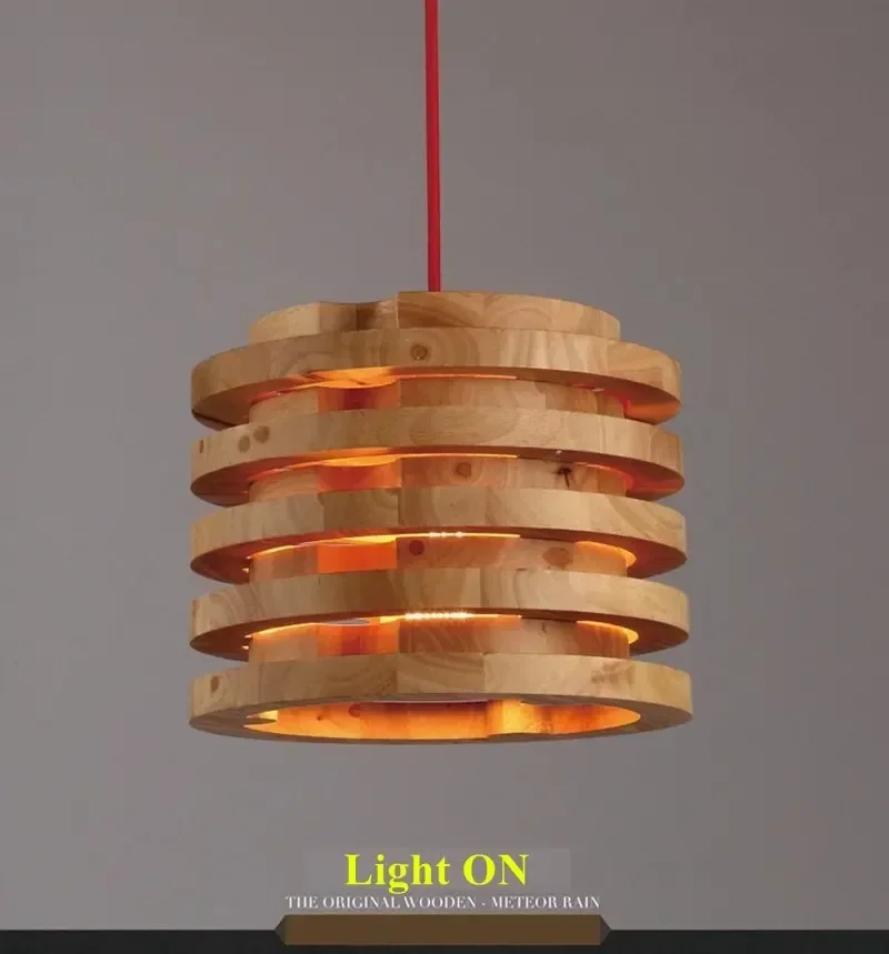 Round multi layer carving Northern Europe Wooden Lamp Vintage Restaurant Cafe Solid Wood Pendant Lights