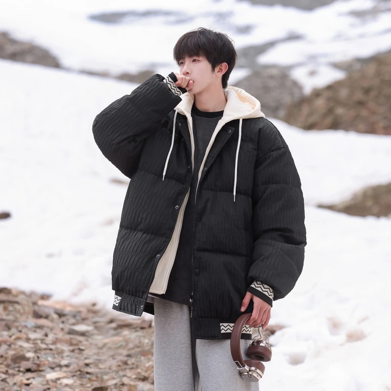 

Мужская повседневная свободная модная теплая куртка с капюшоном, наполнитель из полиэфирного волокна, стеганая, для отдыха, стандартной длины