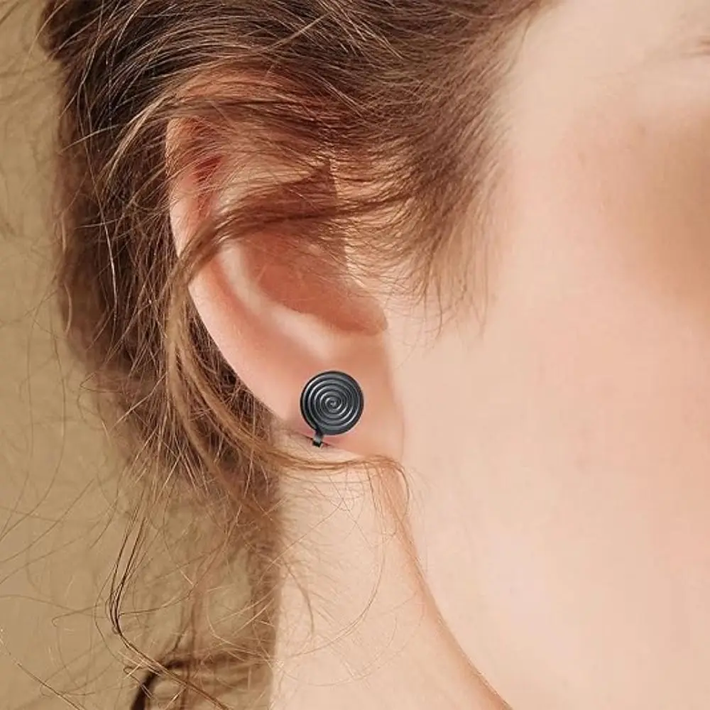 Aço inoxidável Cartilagem Espiral Ear Cuff para Inchaço Pressão, Brincos Não Piercing, Acessórios Jóias, Cor Preta