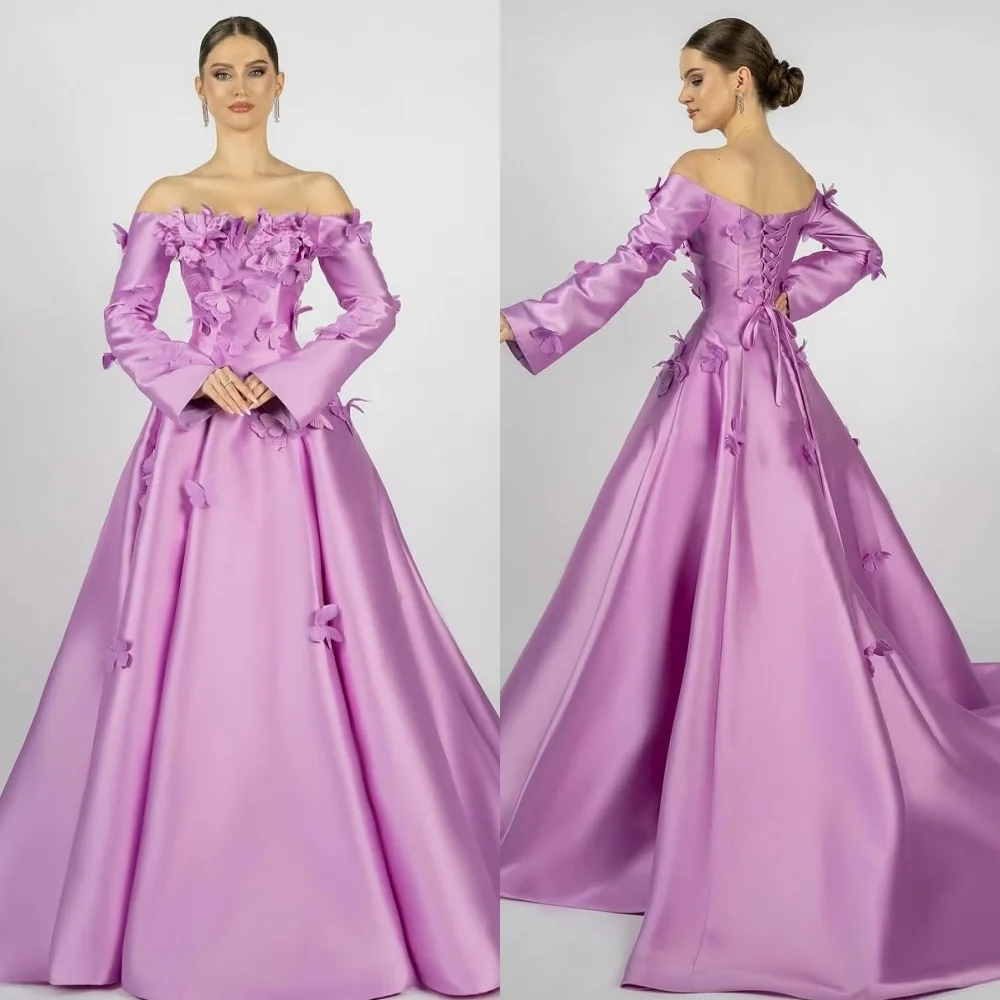 

Customized Classic Charmeuse Criss-Cross Draped Handmade Flower A-line Boat Neck Long Dresses Bespoke Occasion Dresses Exquisite