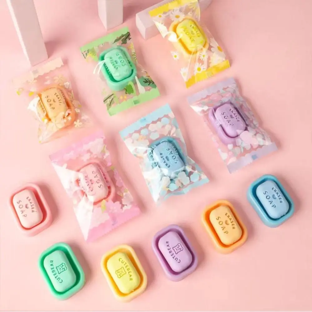 Stationery Colorful Soap Eraser Soap Shaped Cute Cartoon Eraser Mini Funny Christmas Gift Student