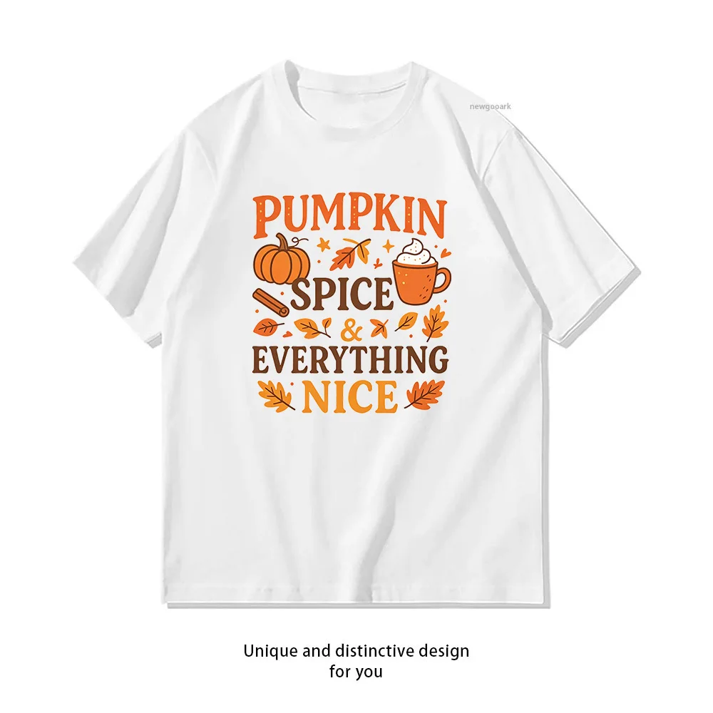 Pumpkin Spice and Everything Nice Cosy Fall T-shirt Woman Man Summer Cotton Graphic T Shirts Adult Casual Streetwear Camisetas
