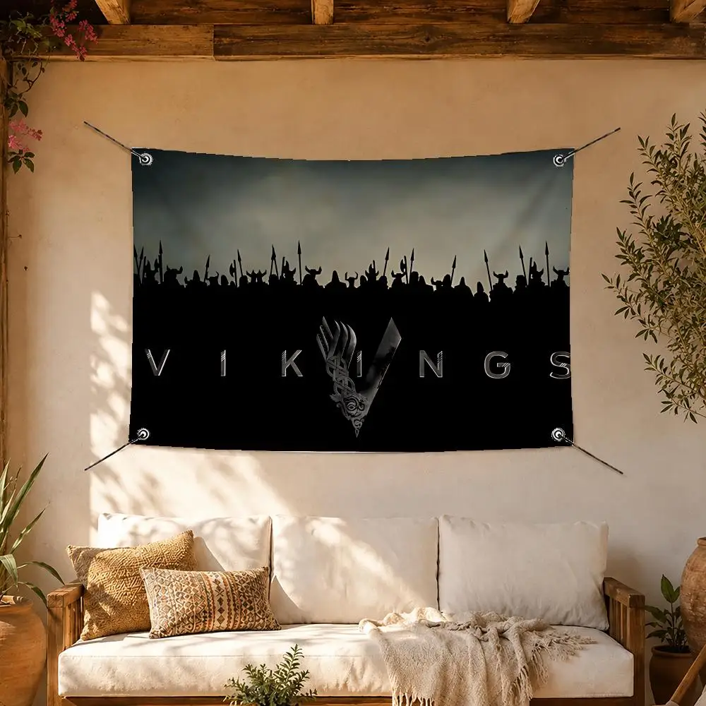 Viking Norse Symbol Art Flags Room Home Decor Wall‑Hanging Art Banner, Outdoor for Bedroom Party Background Decoration