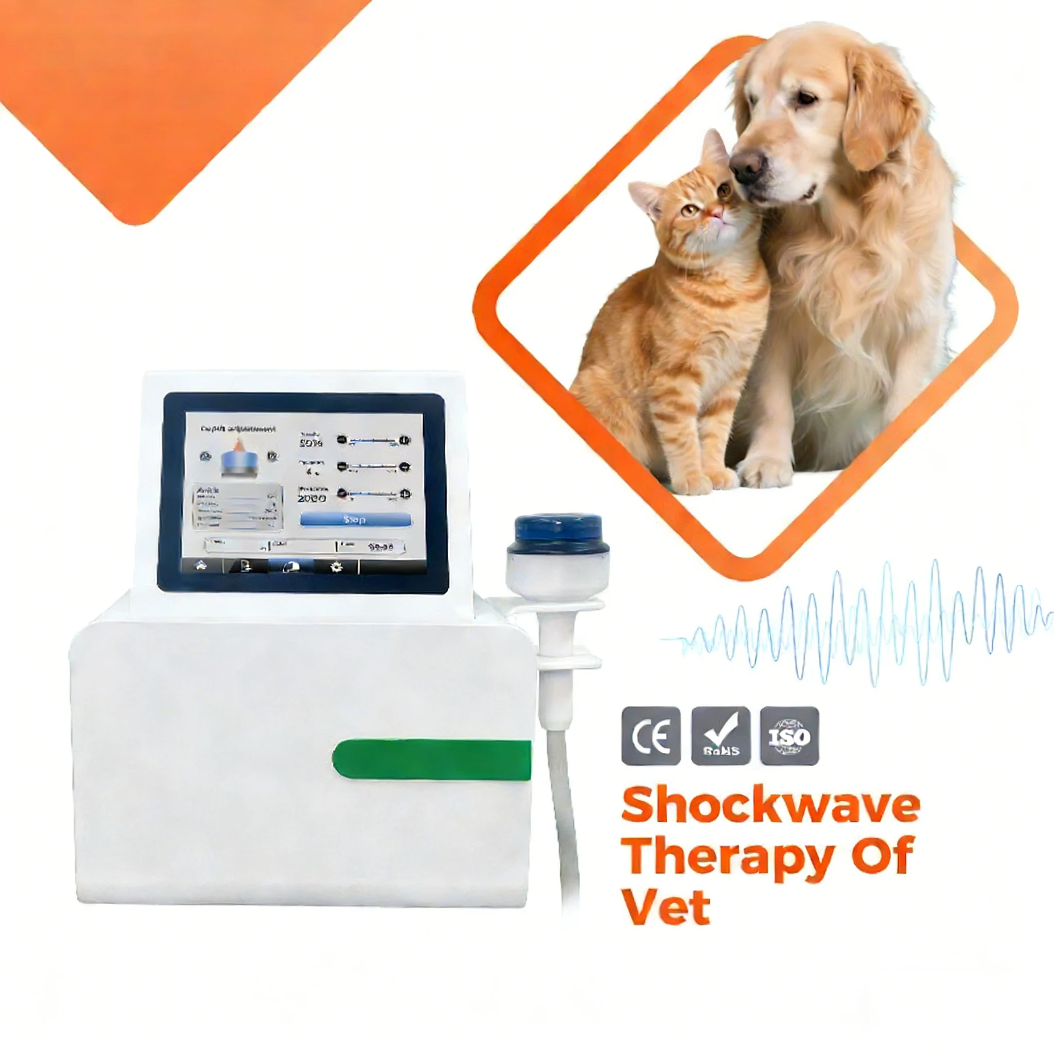 Portable Non Invasive Animals Focused Shock Wave Machine With 0-66mm Penetration Depth for Improved Circulation Pain Relief