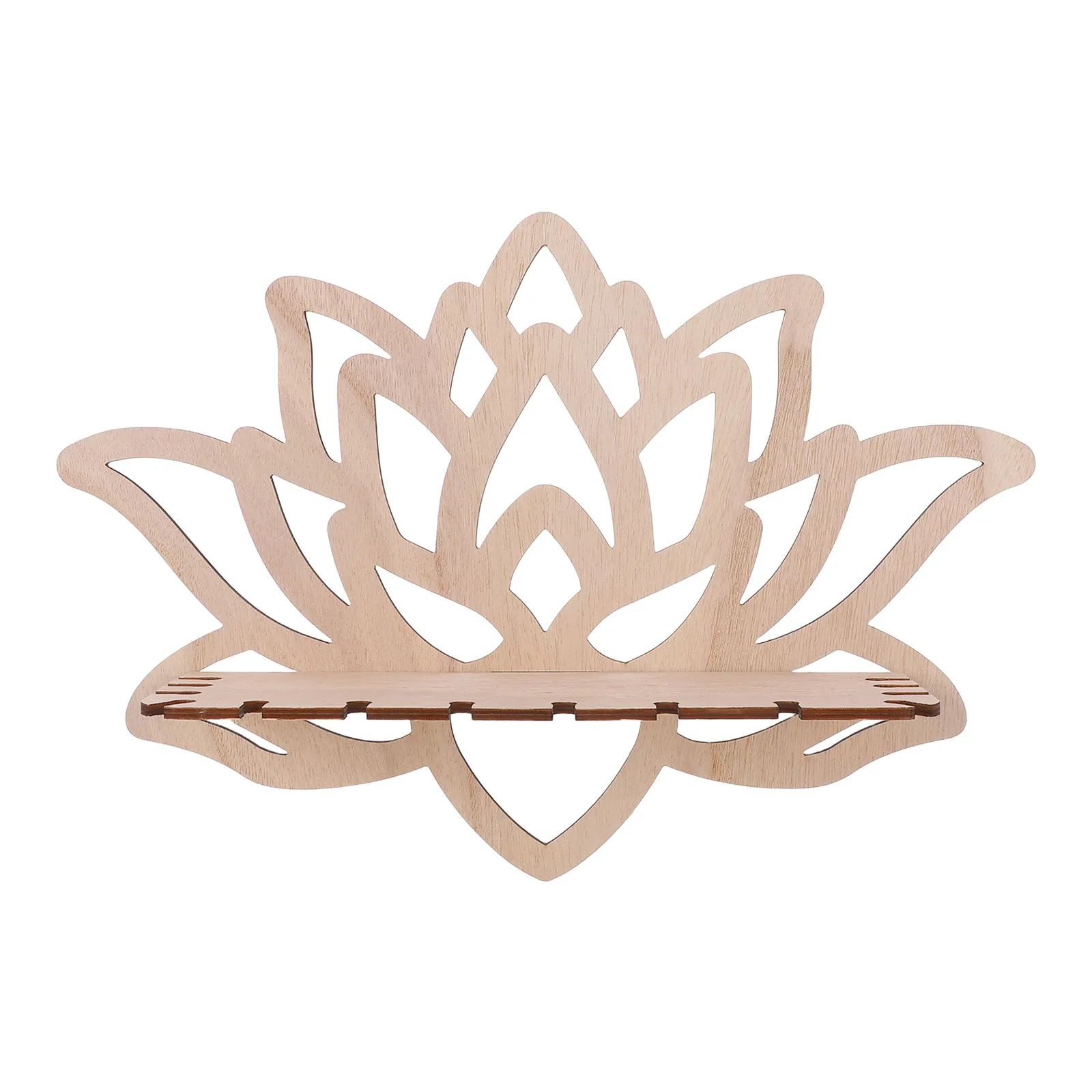 

Wooden Lotus Flower Holder Crystal Wall Shelf Floating Wall Mount Decorative Shelf for Bedroom Living Room Office Decor