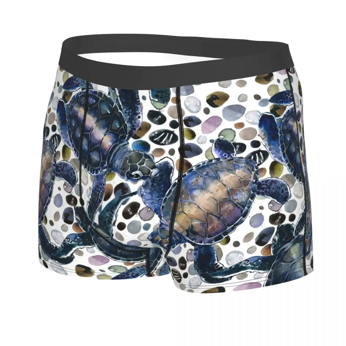 Male Fashion Funny Sea Turtles Underwear Watercolor Sea Animal Boxer Briefs Men Stretch Shorts Panties Underpants