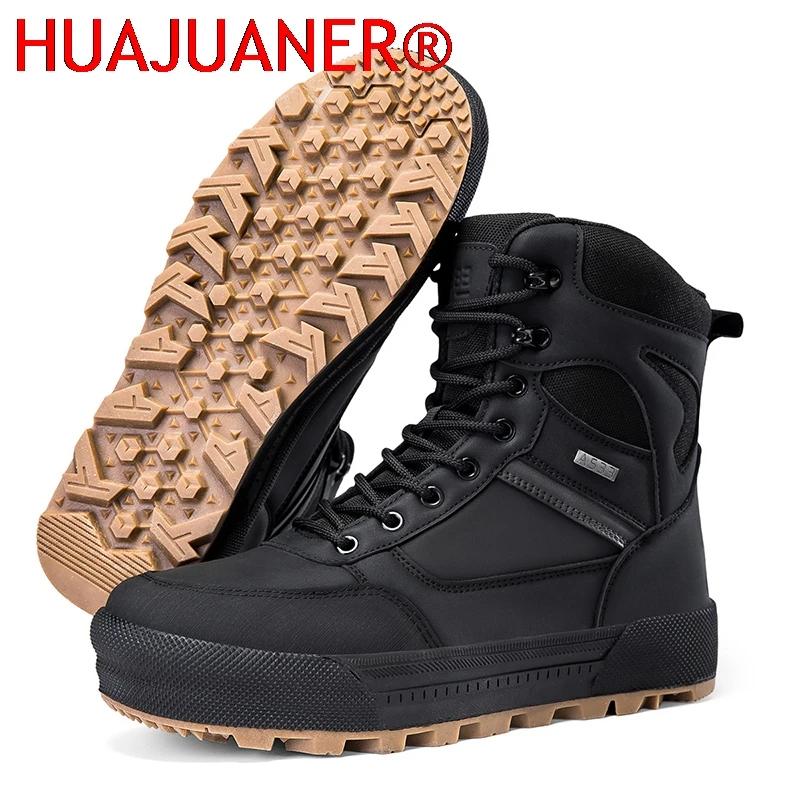 Mens Combat Real Leather Boots Vintage-Inspired Anti-Slip Wear-Resistant Hiking Shoes Outdoor Field Training Hiking Shoes
