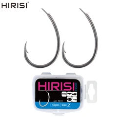 Hirisi 50pcs PTFE Coating Barbed Fish Hooks Carp Fishing Barb Hooks Accessories 7011