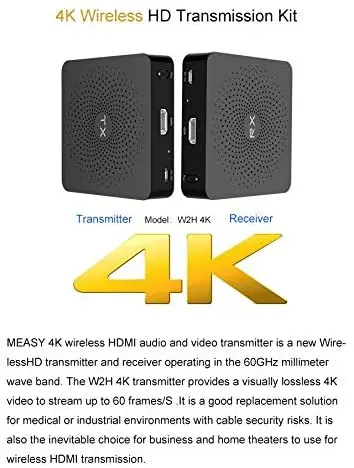 TLT-TECH W2H 4K 60 جيجا هرتز جهاز إرسال HDMI لاسلكي موسع استقبال كامل HD 4K @ 30 هرتز 3D (جهاز إرسال + جهاز استقبال)