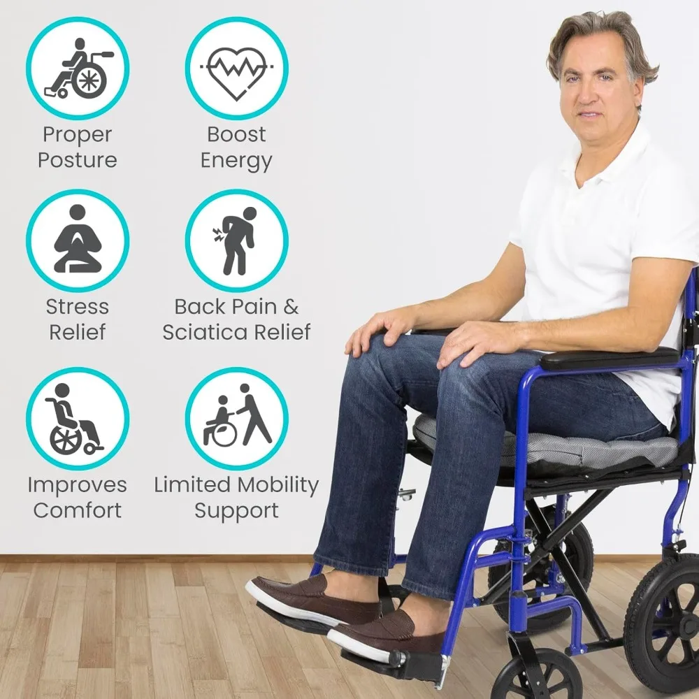 وسادة مقعد هوائية قابلة للنفخ للكرسي المتحرك - تخفيف الضغط قابل للتعديل، مساعدة محمولة للسفر لراحة التنقل #6