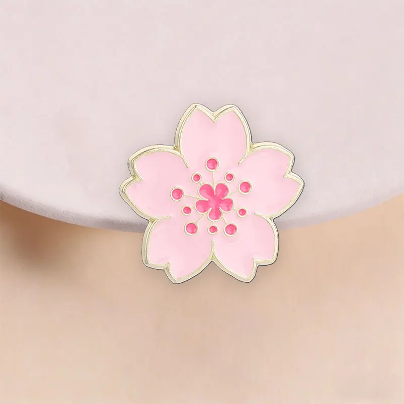 Rosa Sakura-Emaille-Anstecknadeln, einfache Kirschblüten-Brosche, Reversabzeichen, Cartoon-Blumen-Schmuck, Accessoires, Geschenke für Freunde – Detail 3